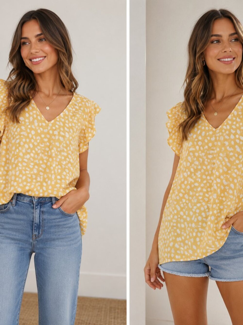 NWT Sunshine yellow lightweight boho flutter sleeve flowy top plus size 1X
